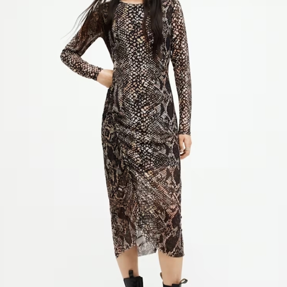 Elegant Black and Brown Patterned Dress